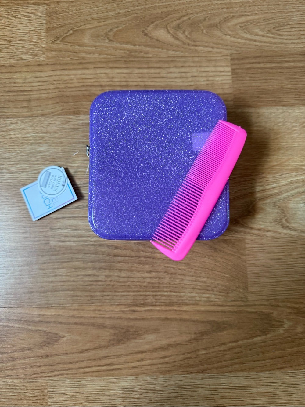Glitter Purple Carry Case with Bright Pink Comb